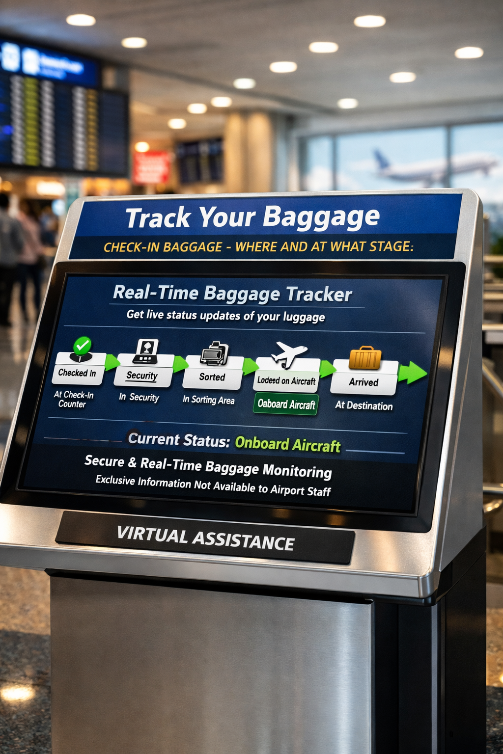 Track your baggage with airport virtual assistance