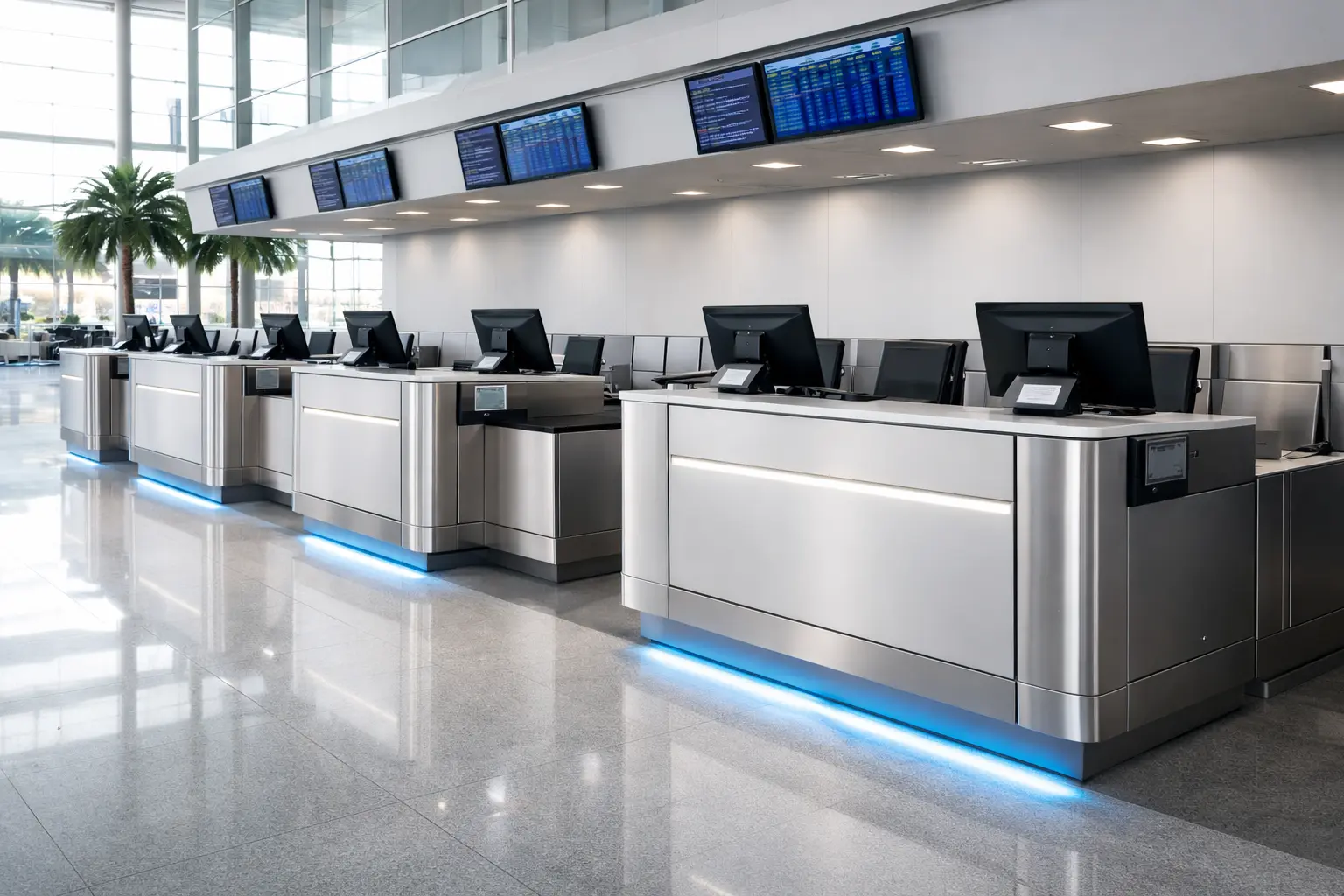 Metal counter for airport solutions